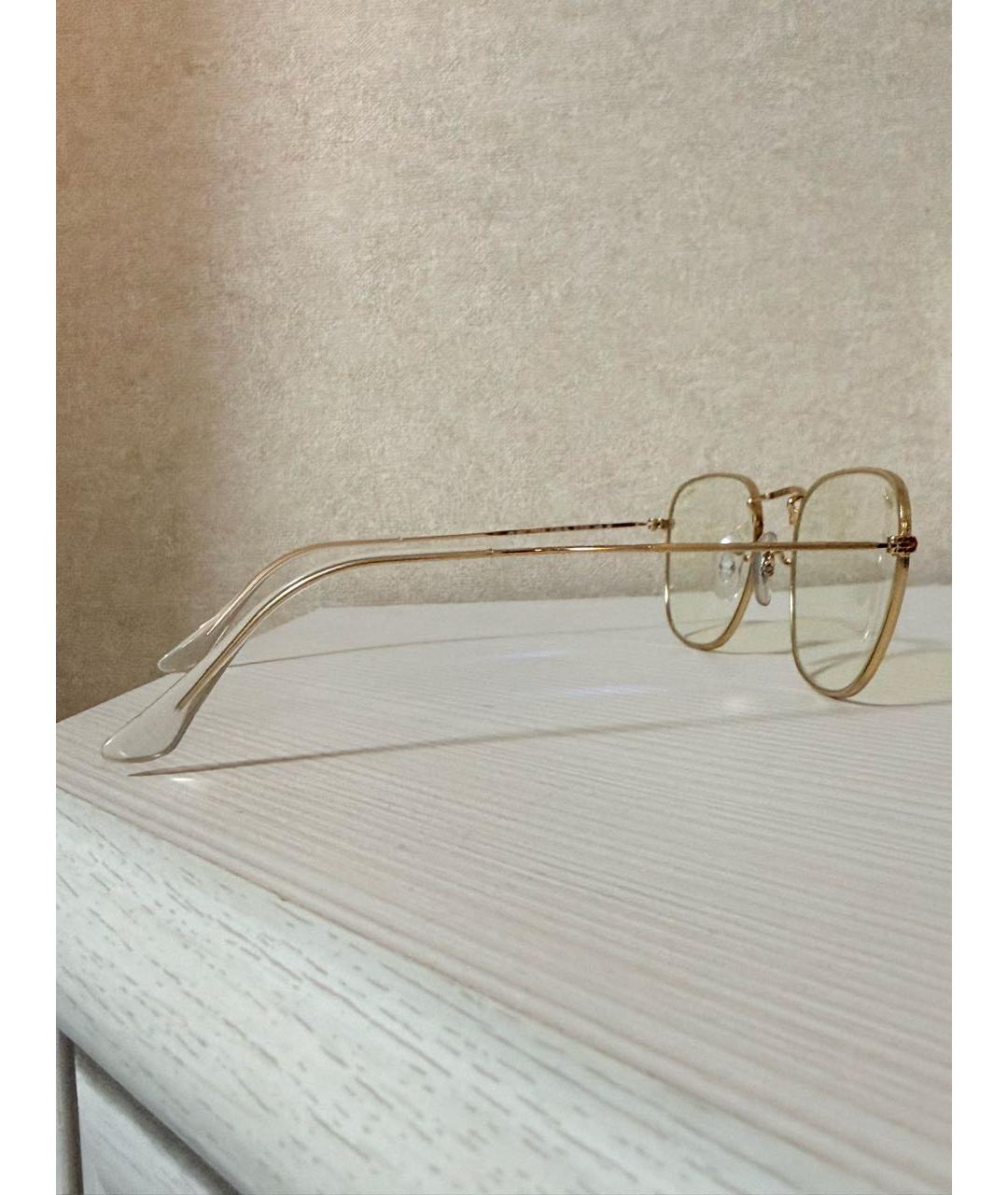 RAY BAN Золотые металлические солнцезащитные очки, фото 7