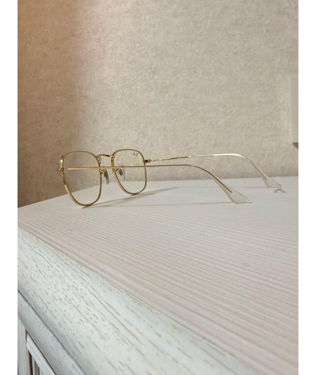 RAY BAN Золотые металлические солнцезащитные очки, фото 6