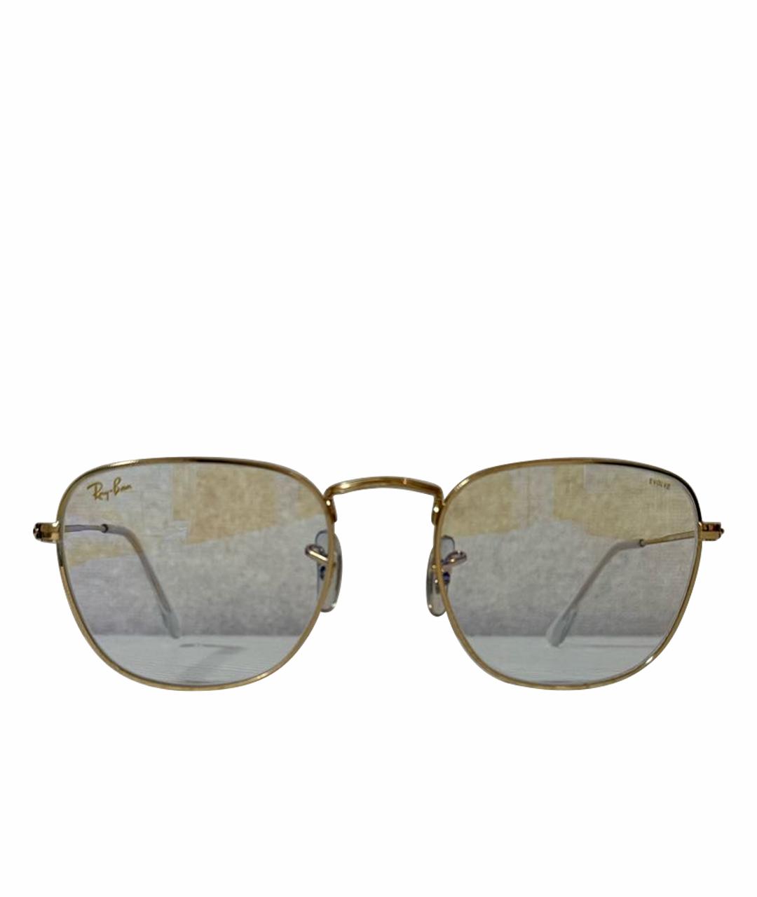 RAY BAN Золотые металлические солнцезащитные очки, фото 1