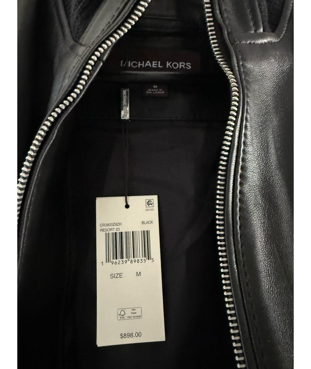 MICHAEL KORS Черная кожаная куртка, фото 2