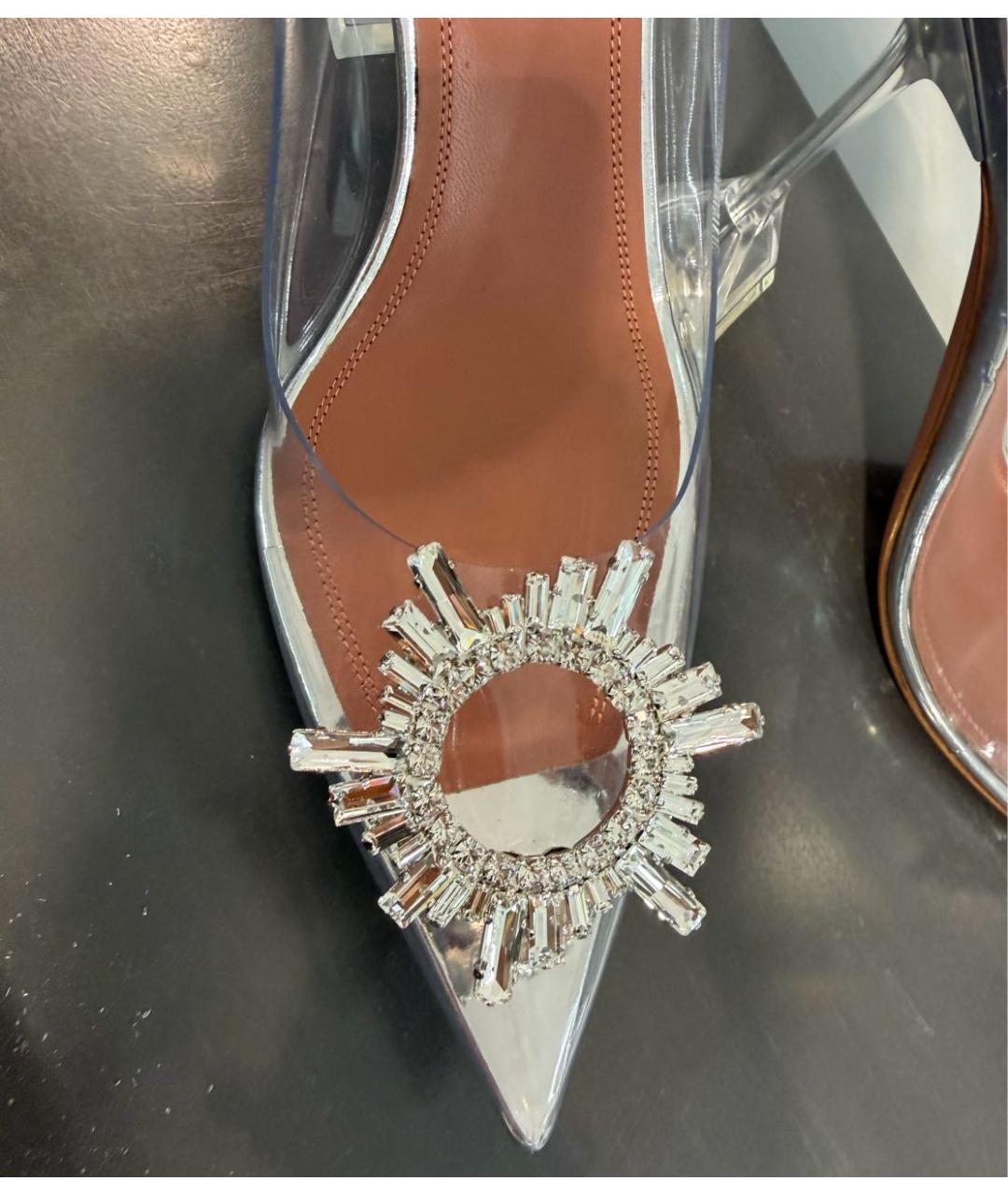 Amina Muaddi Серебряные резиновые туфли, фото 3