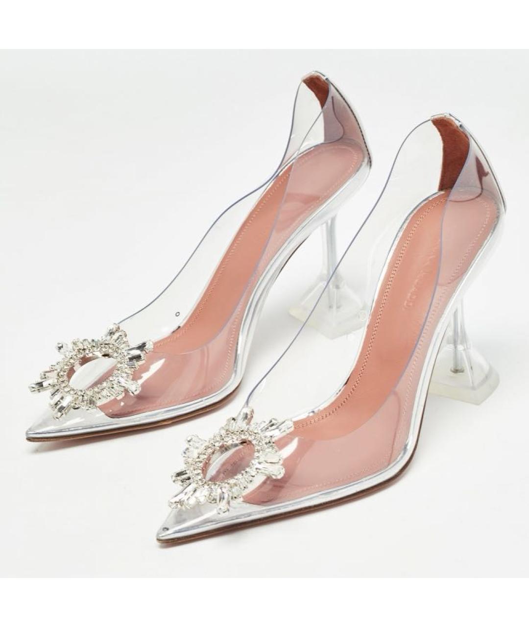 Amina Muaddi Серебряные резиновые туфли, фото 6