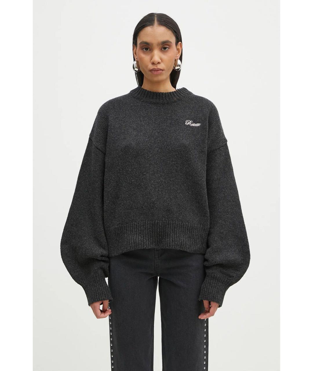ROTATE Антрацитовый шерстяной джемпер / свитер, фото 2