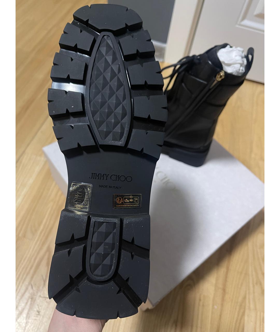 JIMMY CHOO Черные кожаные ботинки, фото 5