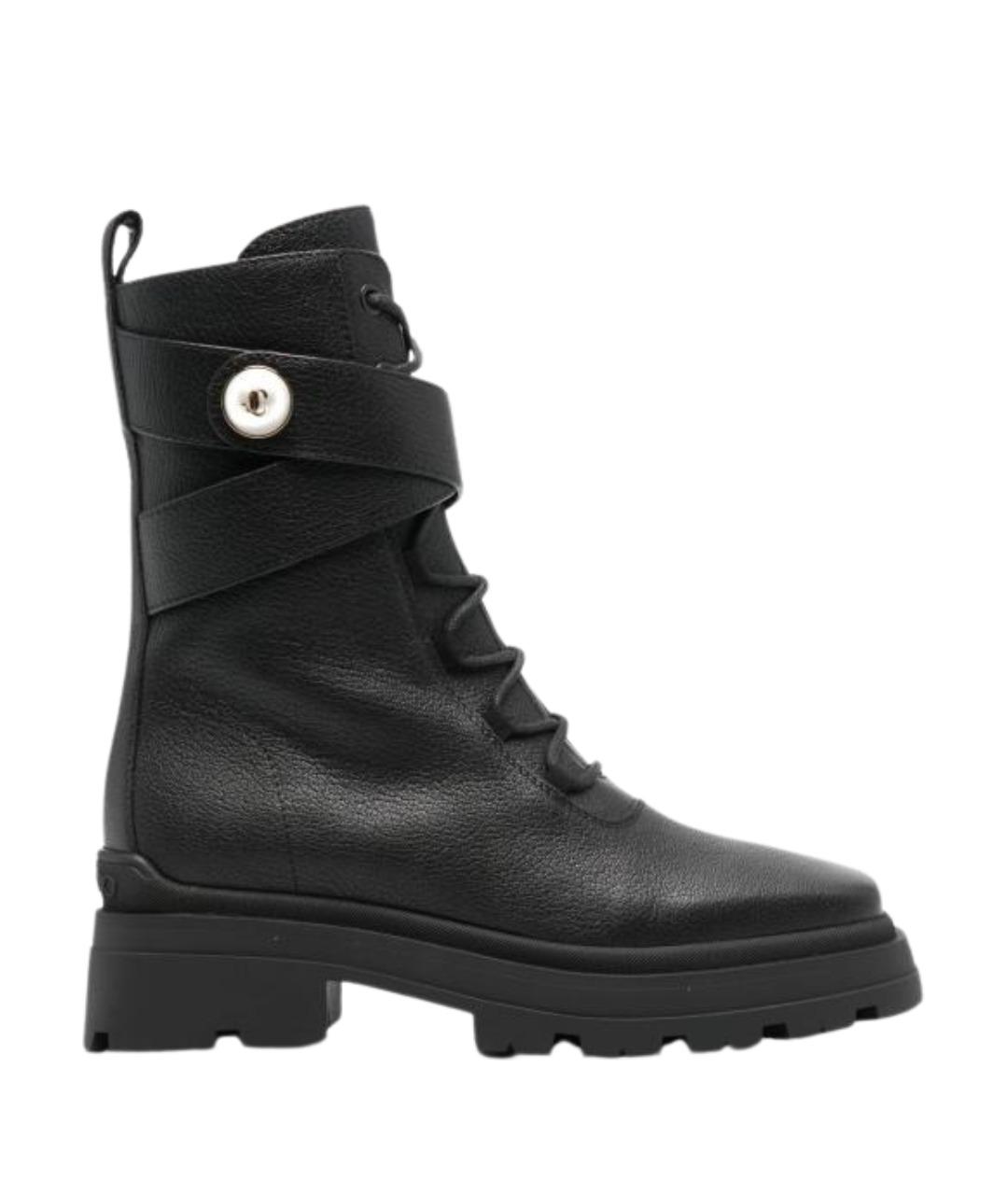 JIMMY CHOO Черные кожаные ботинки, фото 1