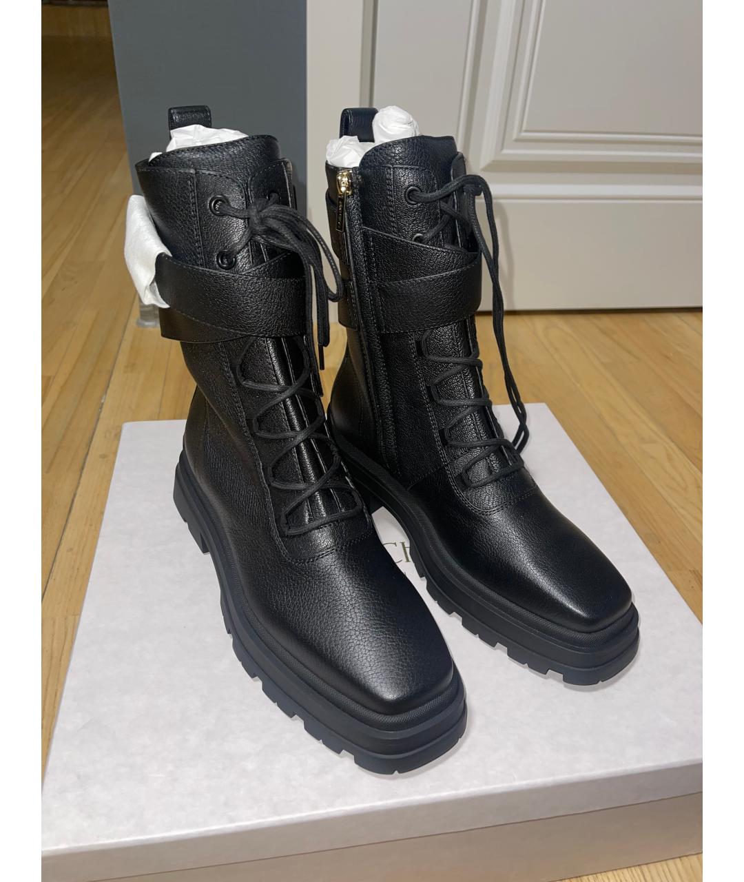 JIMMY CHOO Черные кожаные ботинки, фото 2