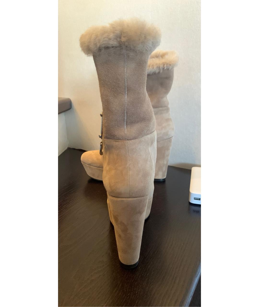 GIAN MARCO LORENZI Бежевые замшевые ботильоны, фото 4