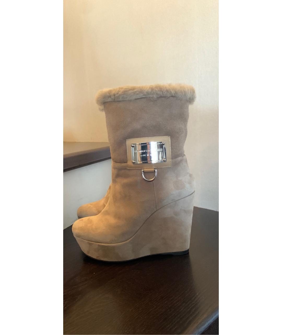 GIAN MARCO LORENZI Бежевые замшевые ботильоны, фото 8