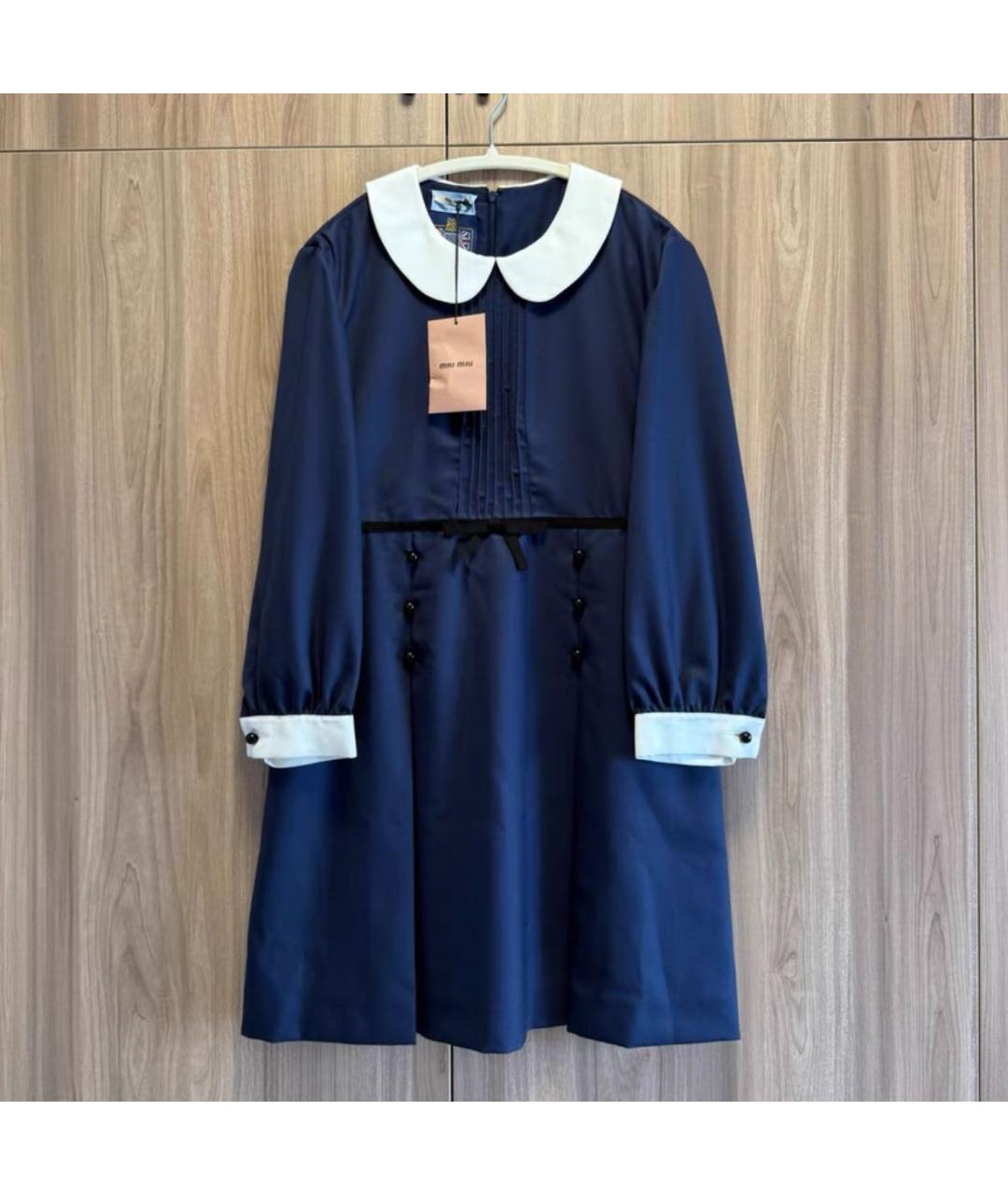 MIU MIU Темно-синее повседневное платье, фото 3