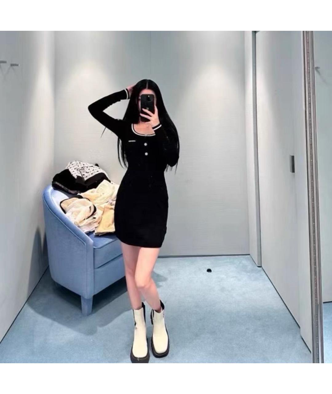 MIU MIU Черное повседневное платье, фото 4