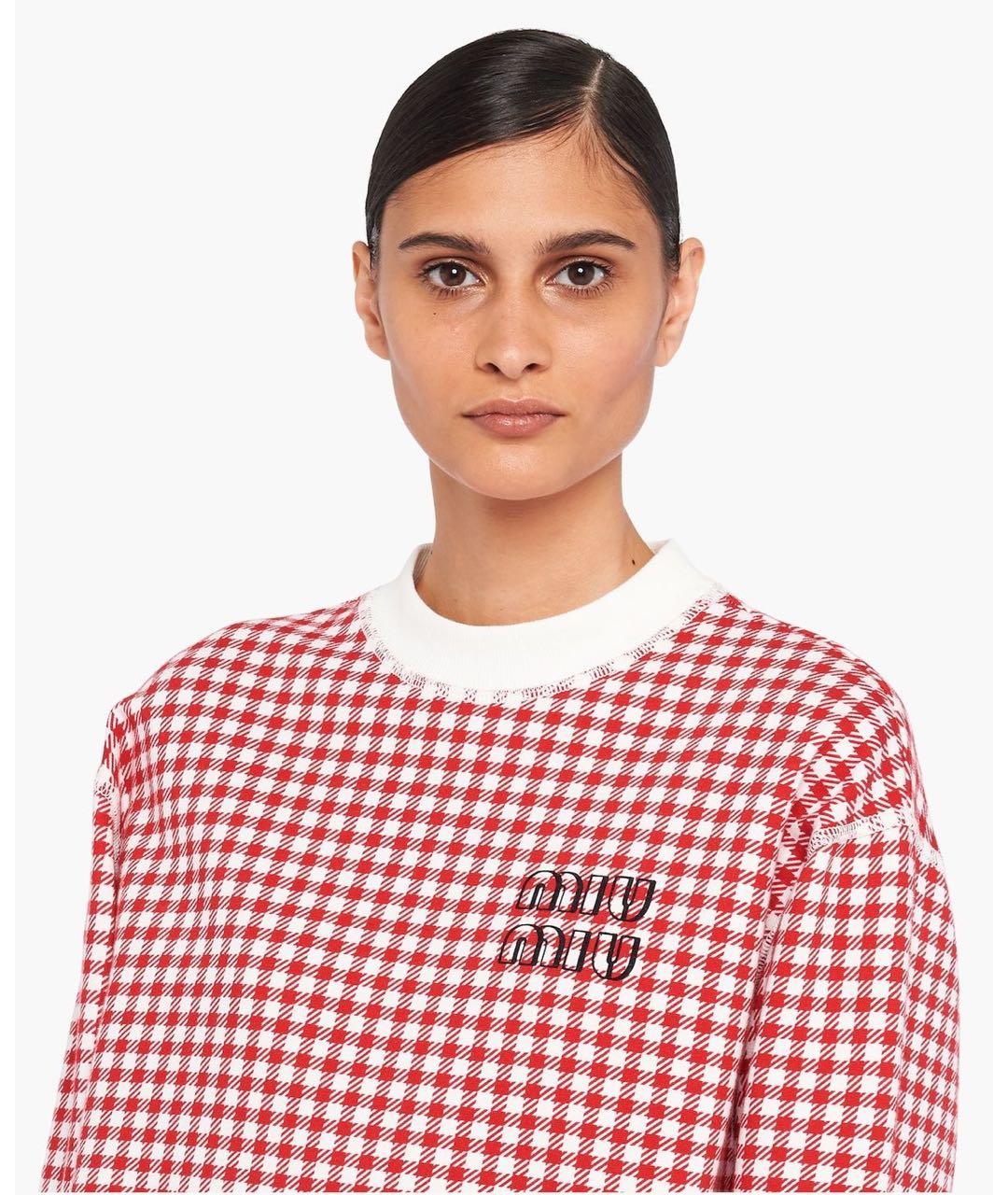 MIU MIU Красный хлопковый джемпер / свитер, фото 7