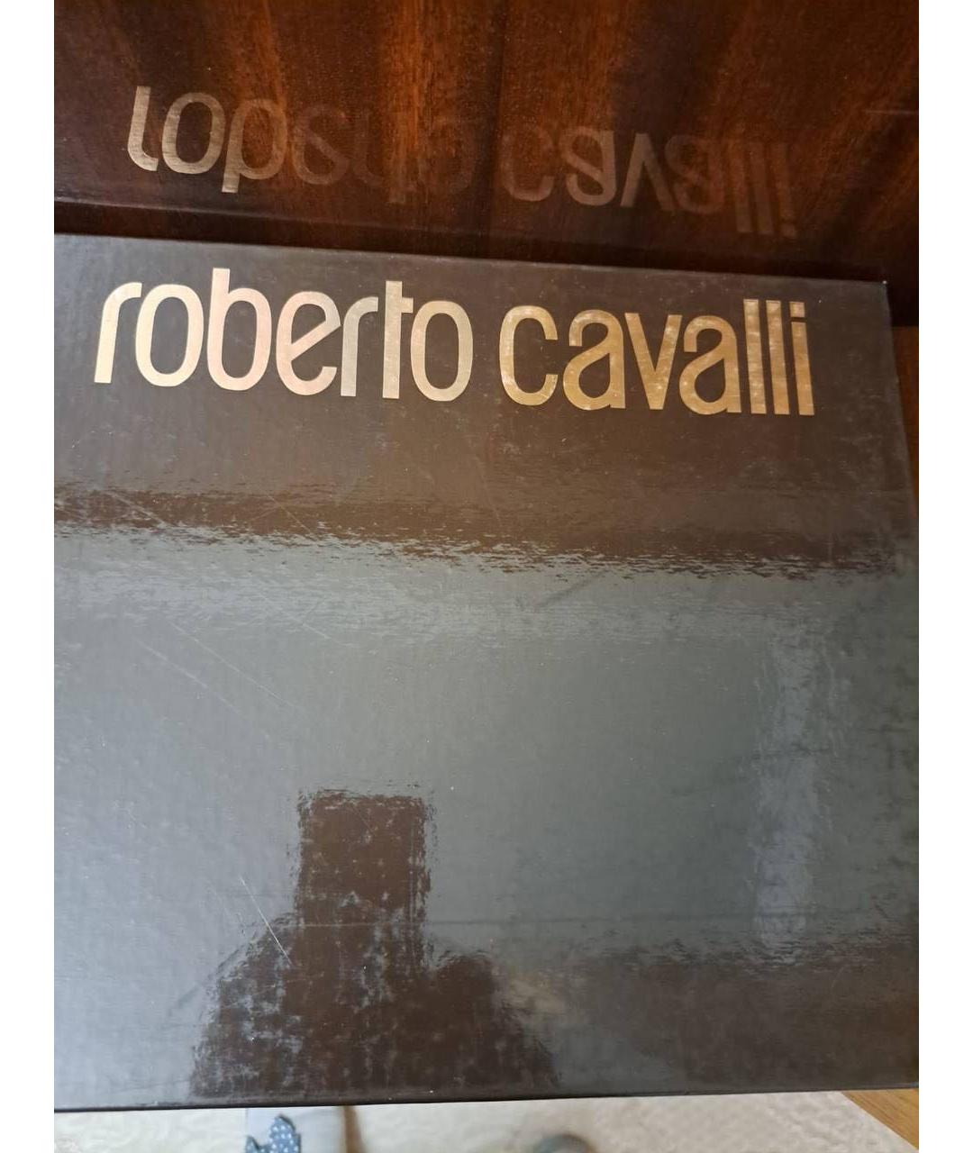 ROBERTO CAVALLI Бордовые кожаные ботильоны, фото 4