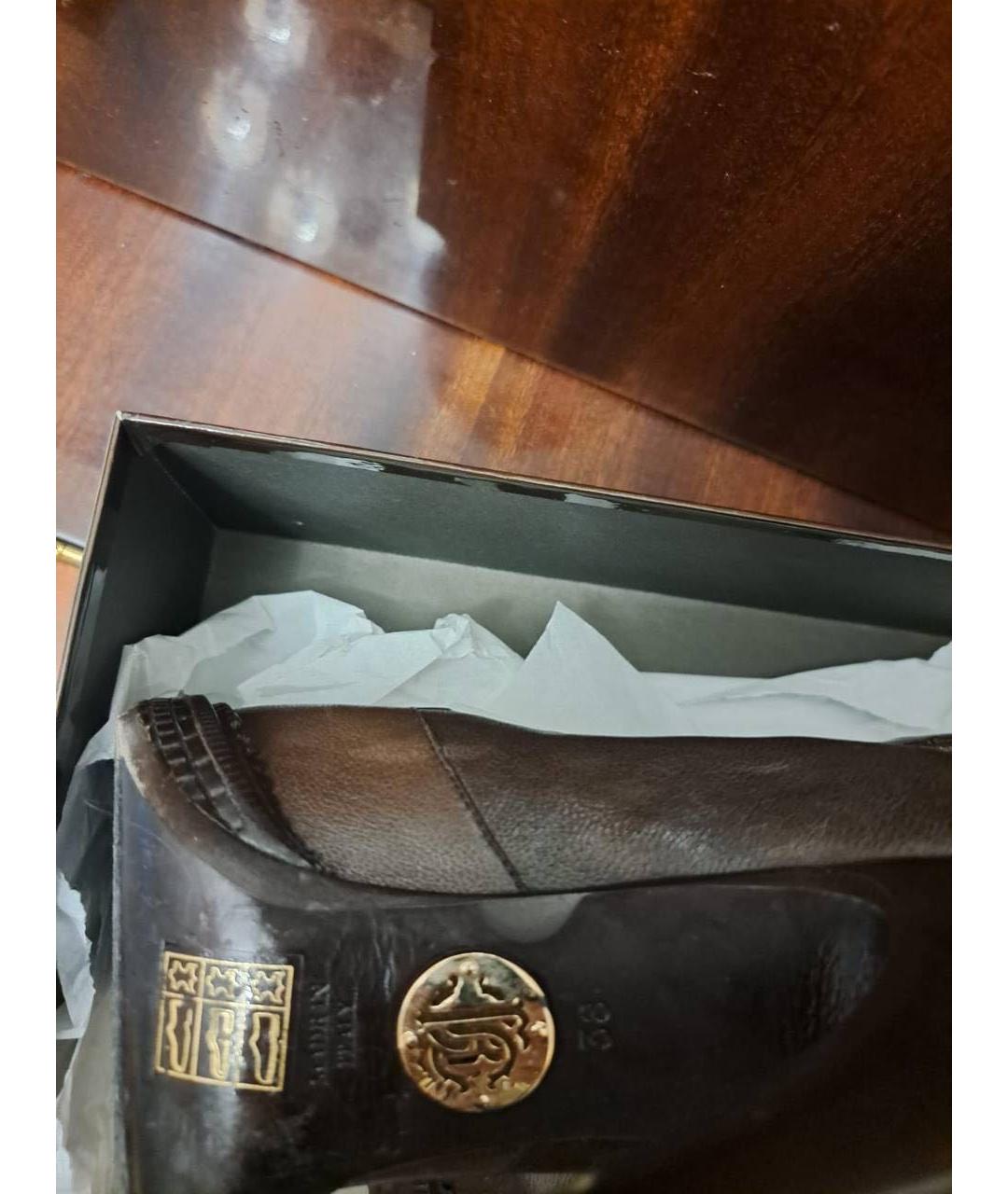 ROBERTO CAVALLI Бордовые кожаные ботильоны, фото 3