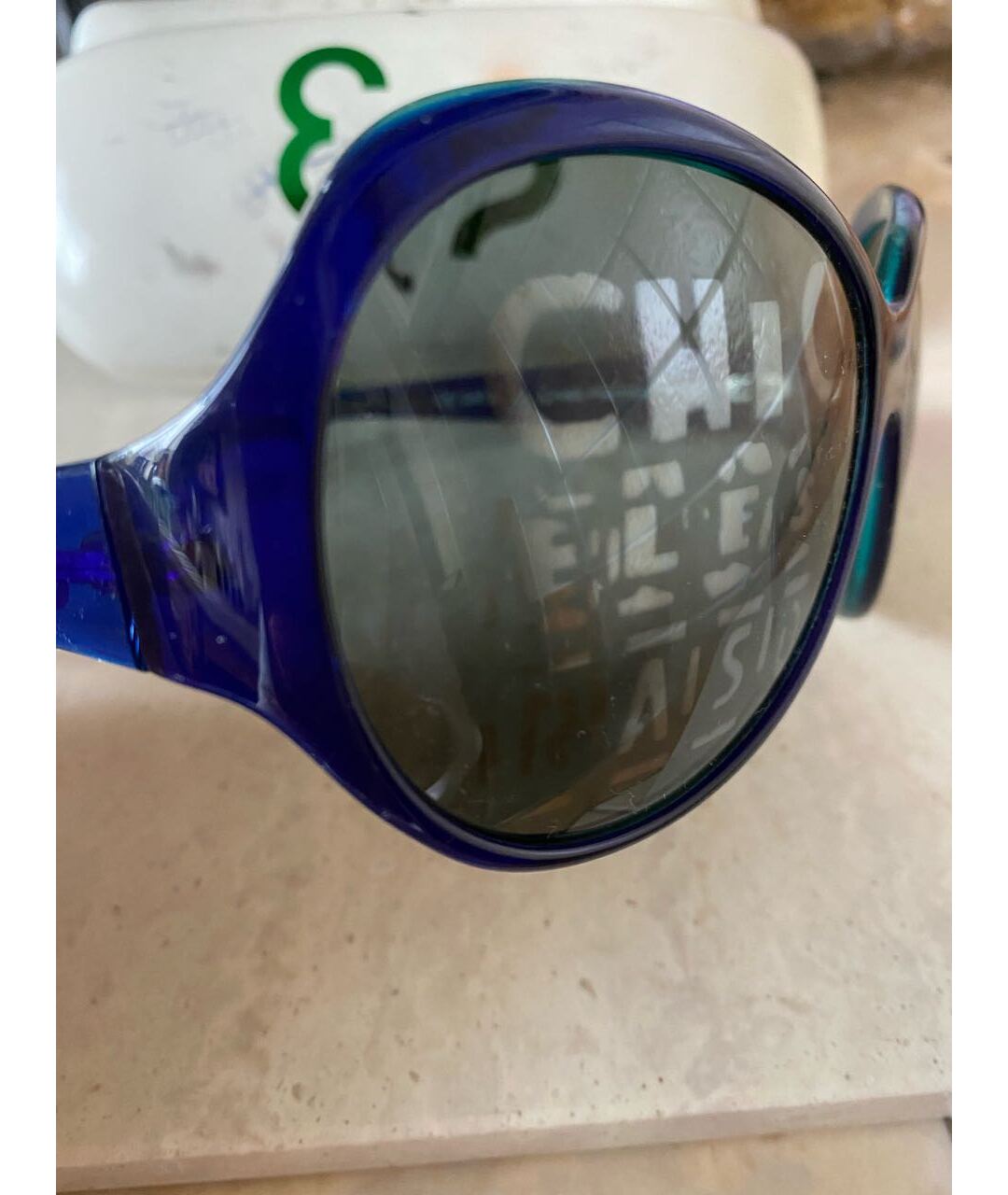 LINDA FARROW Синие пластиковые солнцезащитные очки, фото 3