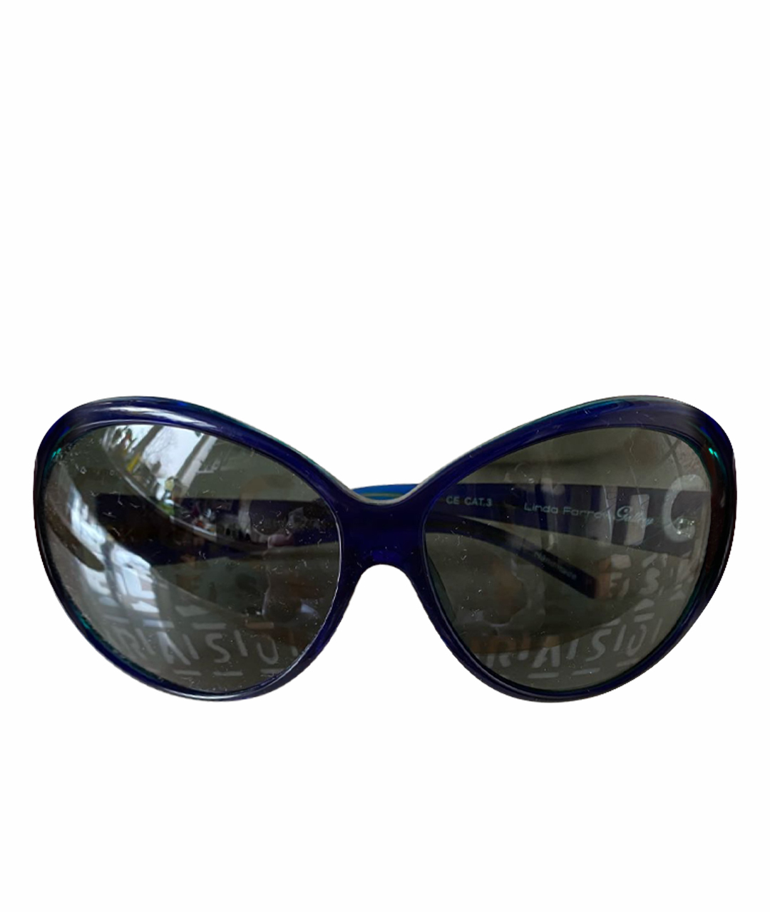 LINDA FARROW Синие пластиковые солнцезащитные очки, фото 1