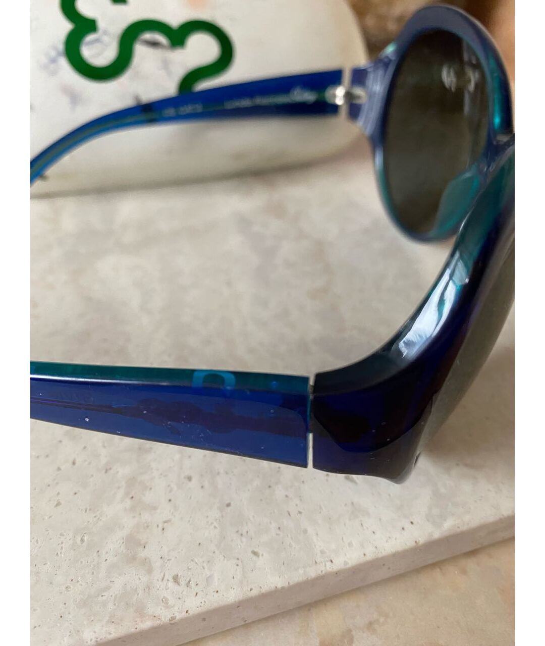 LINDA FARROW Синие пластиковые солнцезащитные очки, фото 2