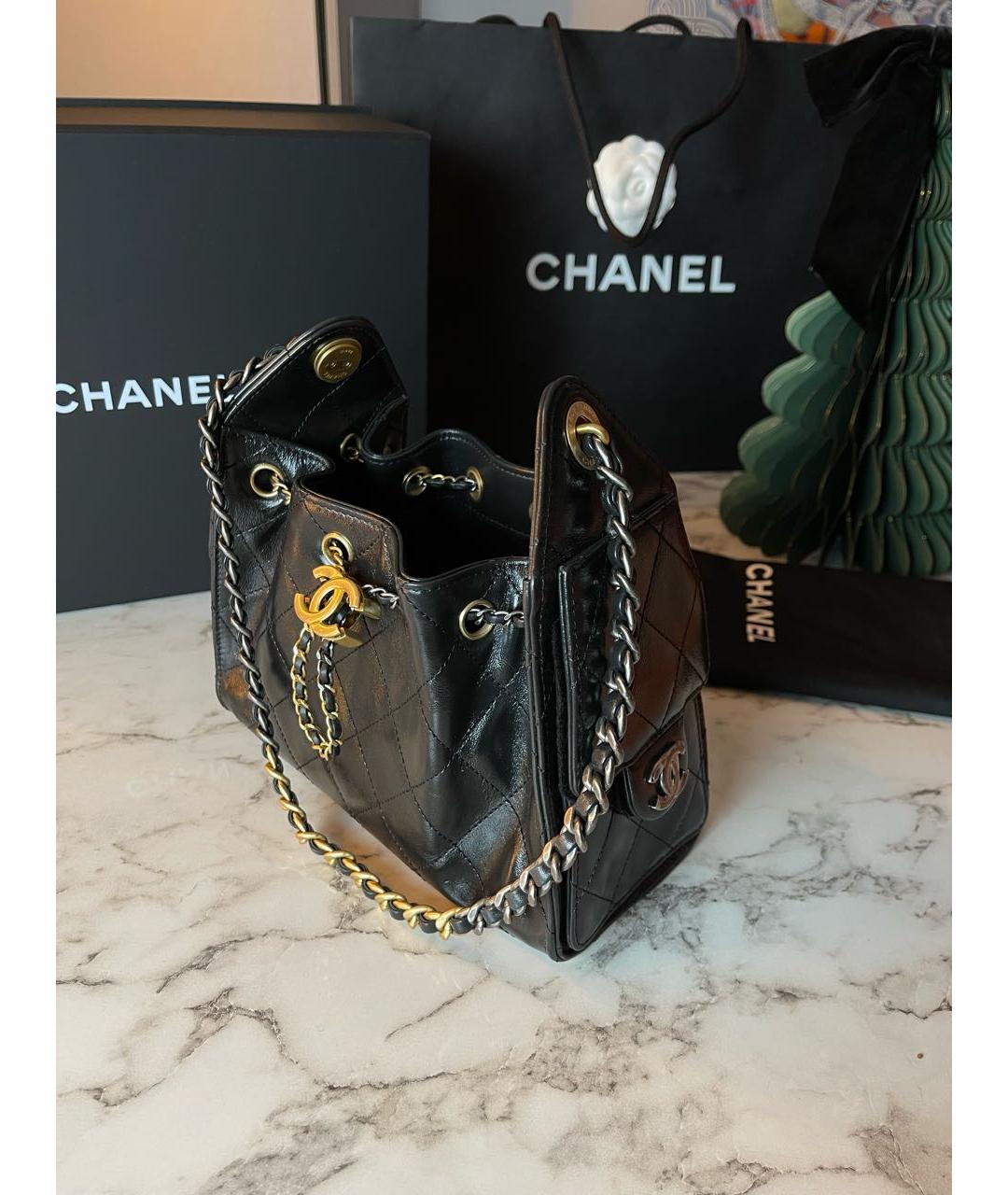 CHANEL Черная кожаная сумка тоут, фото 2