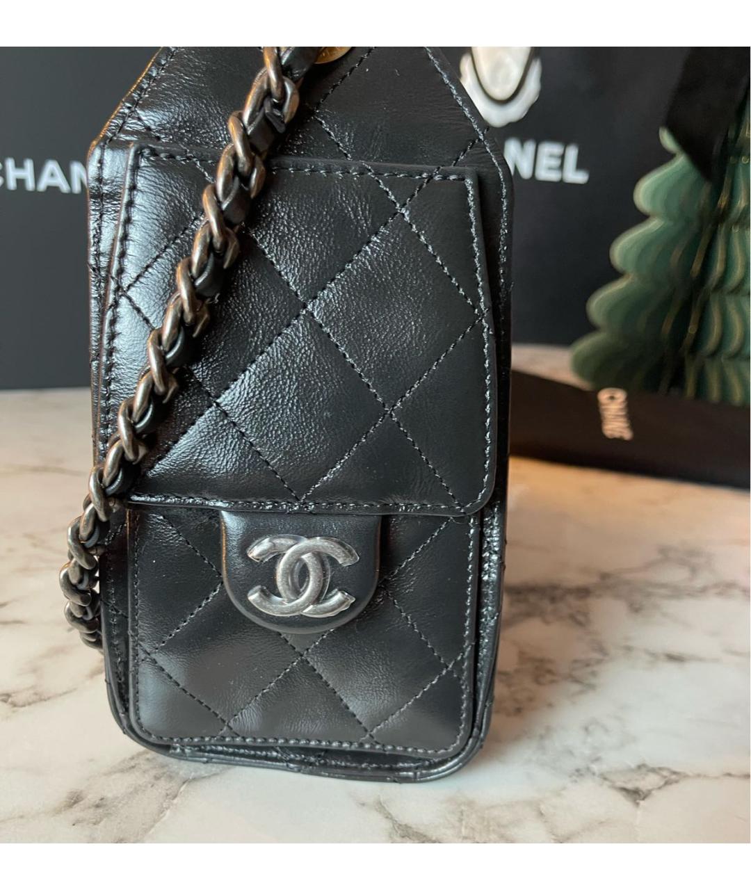 CHANEL Черная кожаная сумка тоут, фото 4