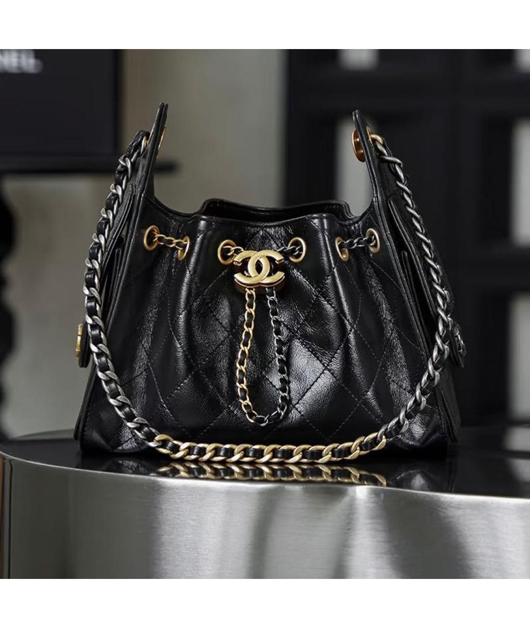 CHANEL Черная кожаная сумка тоут, фото 6