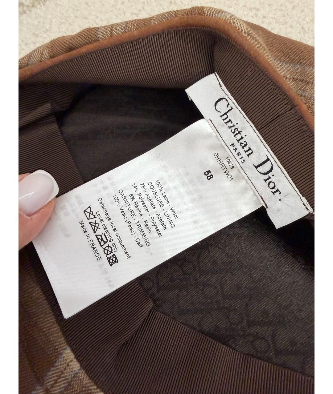 CHRISTIAN DIOR Коричневая шерстяная кепка, фото 3