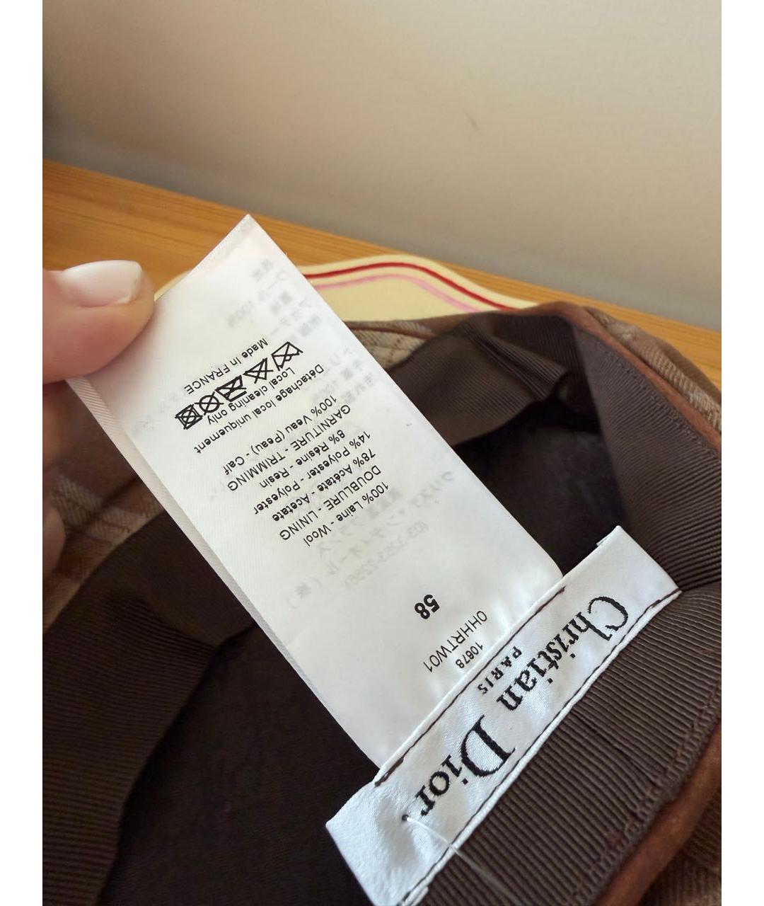 CHRISTIAN DIOR Коричневая шерстяная кепка, фото 7