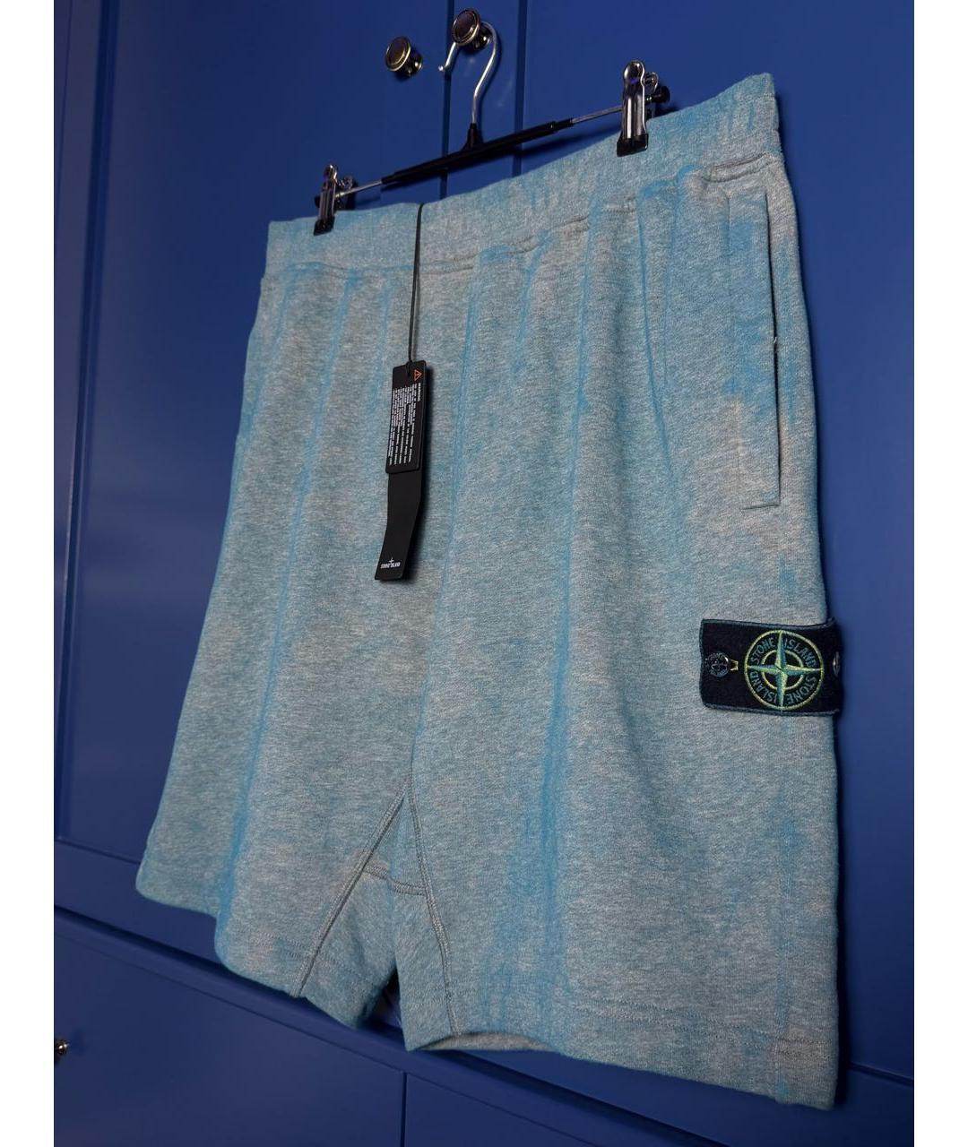 STONE ISLAND Голубые хлопковые шорты, фото 3