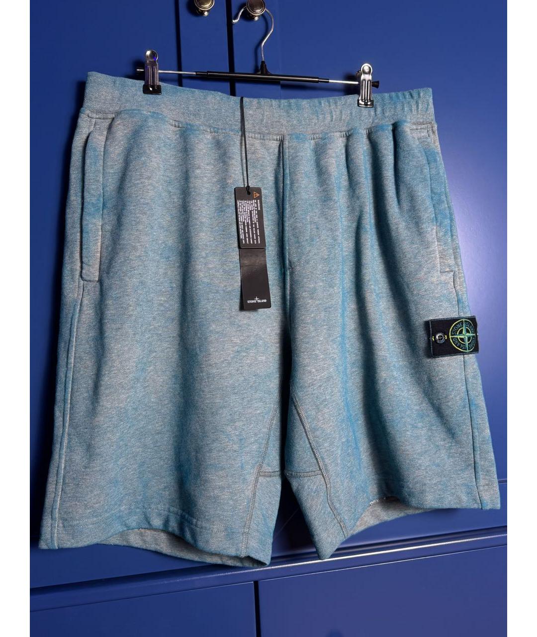 STONE ISLAND Голубые хлопковые шорты, фото 4