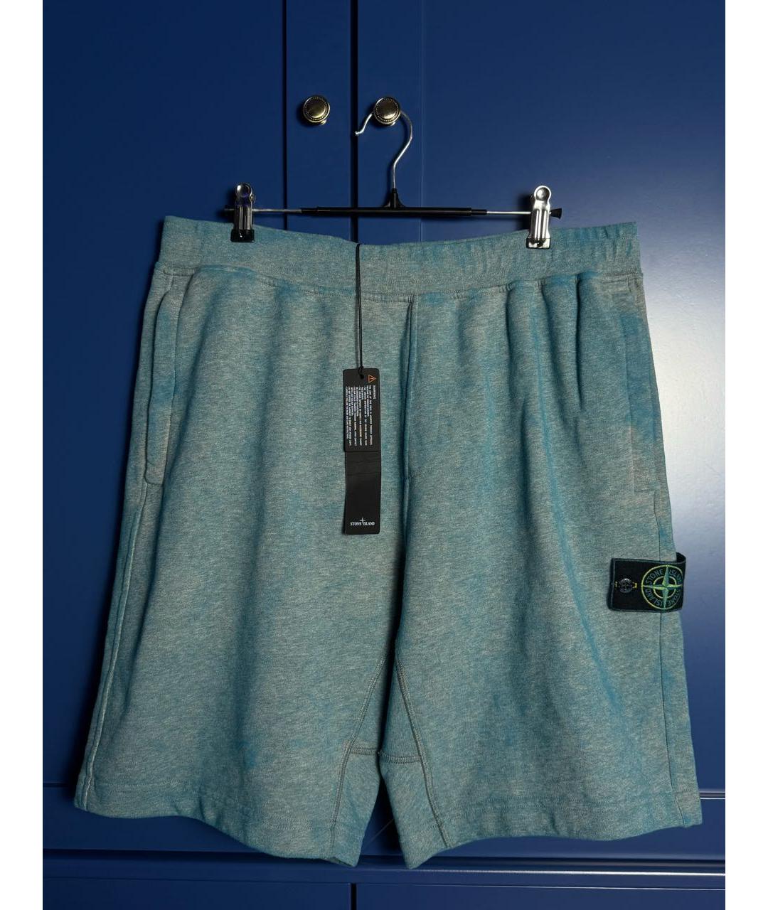 STONE ISLAND Голубые хлопковые шорты, фото 9