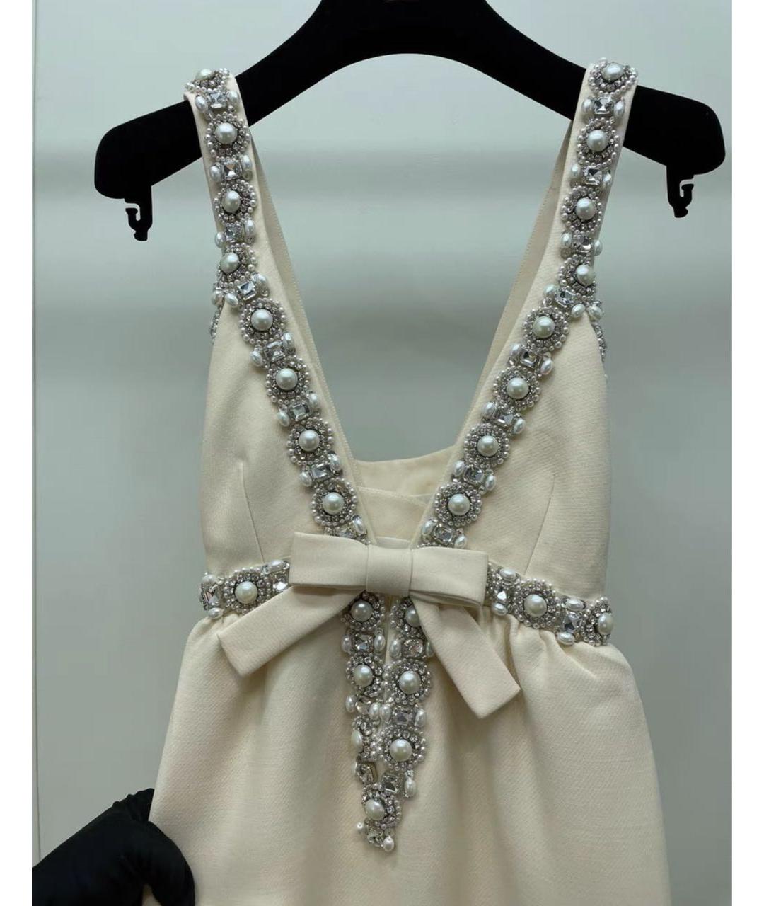 MIU MIU Белое хлопковое вечернее платье, фото 5