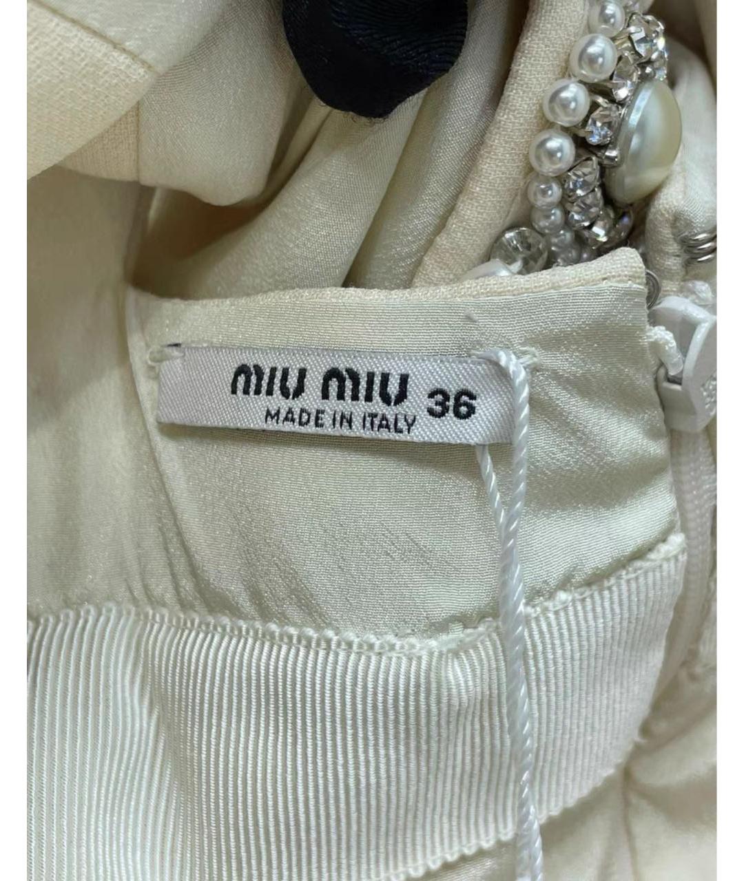 MIU MIU Белое хлопковое вечернее платье, фото 7