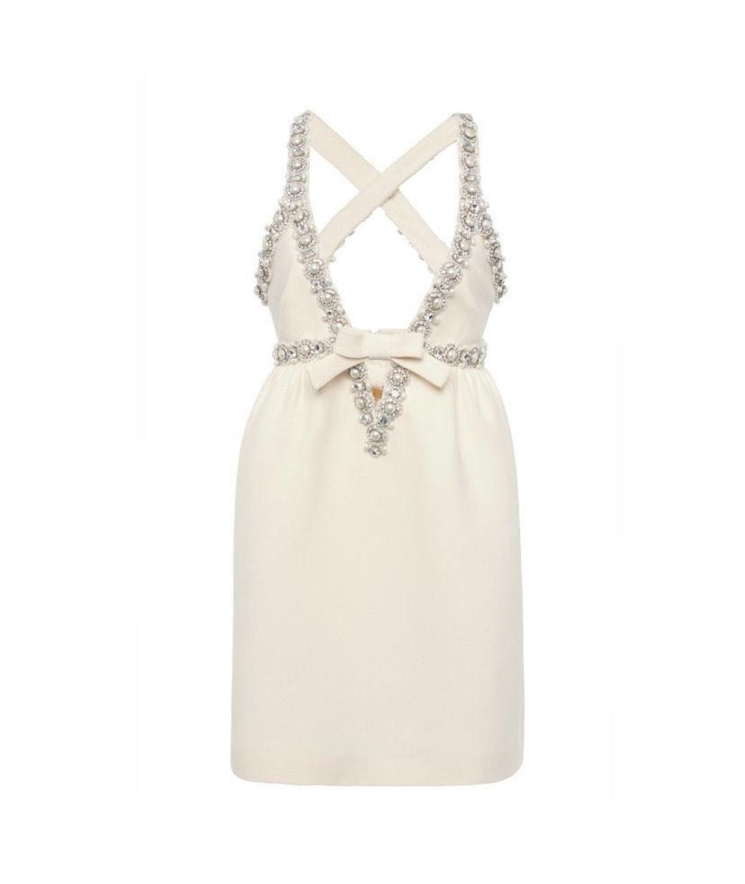 MIU MIU Белое хлопковое вечернее платье, фото 9