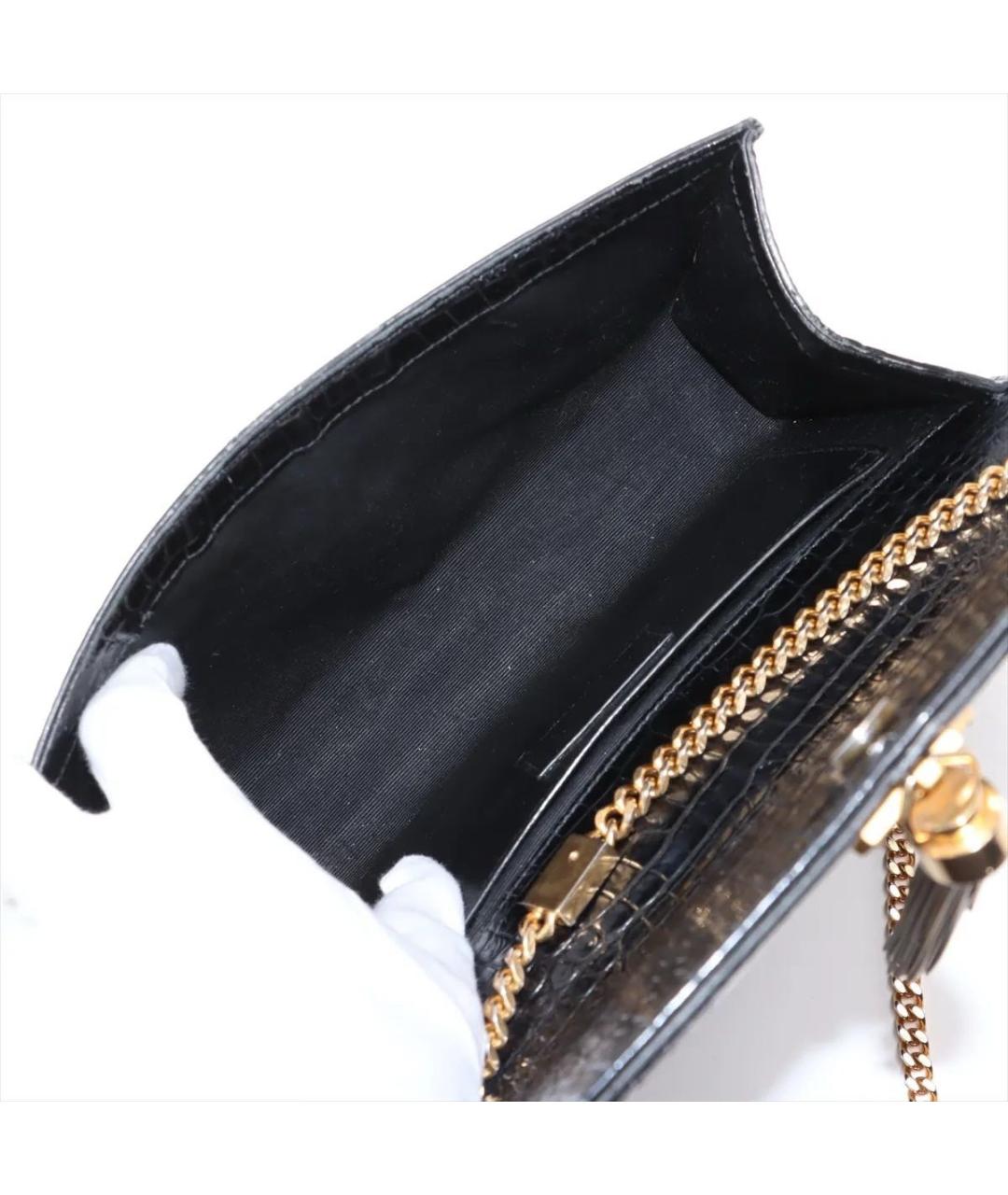 SAINT LAURENT Черная кожаная сумка через плечо, фото 6