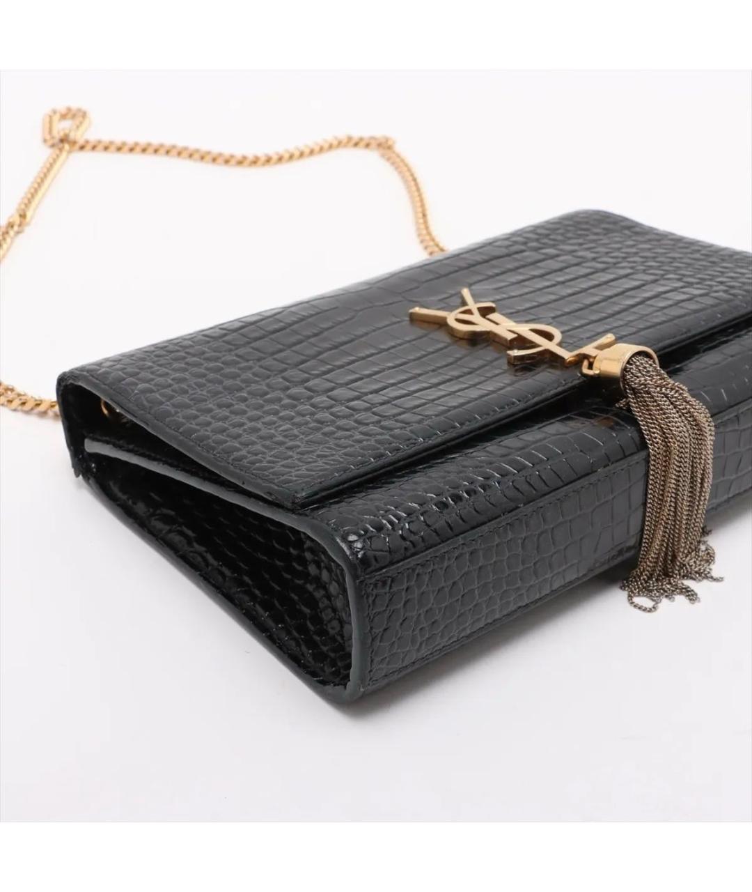 SAINT LAURENT Черная кожаная сумка через плечо, фото 4