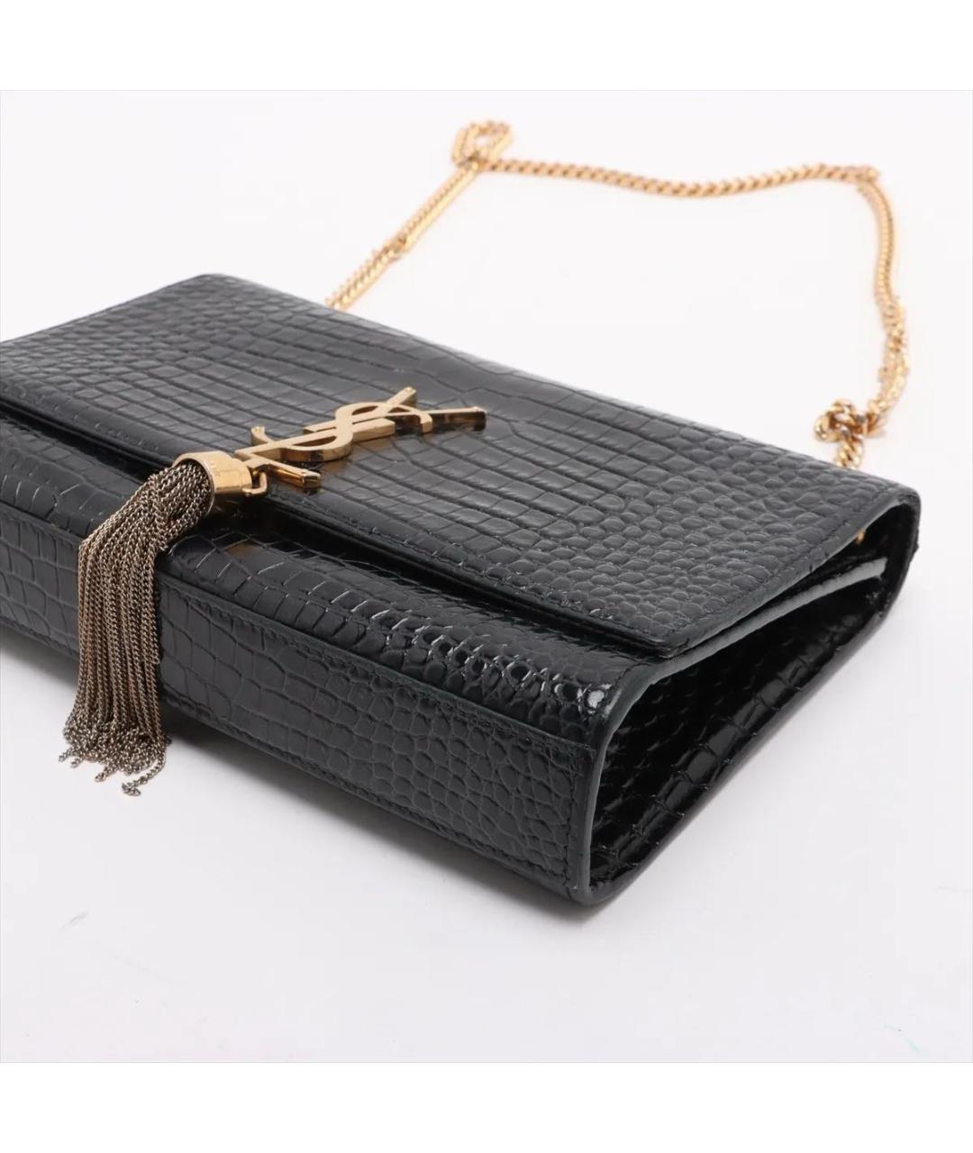 SAINT LAURENT Черная кожаная сумка через плечо, фото 3