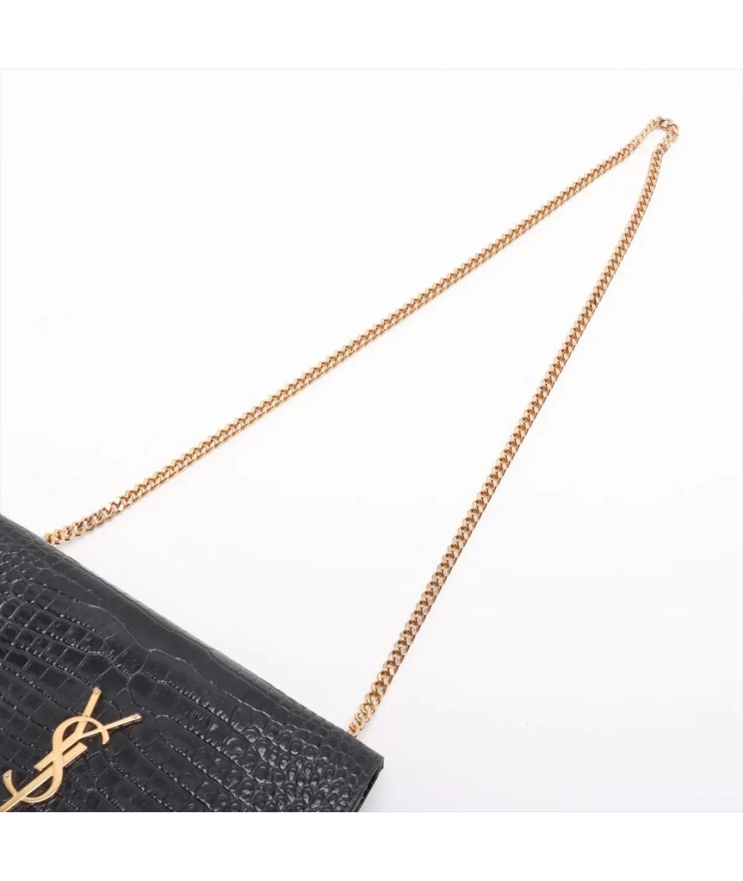 SAINT LAURENT Черная кожаная сумка через плечо, фото 7