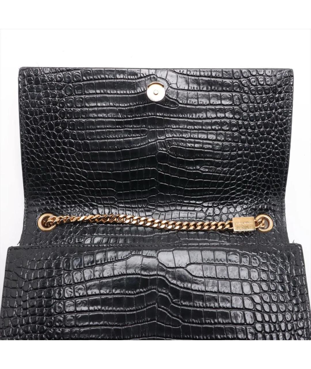 SAINT LAURENT Черная кожаная сумка через плечо, фото 5