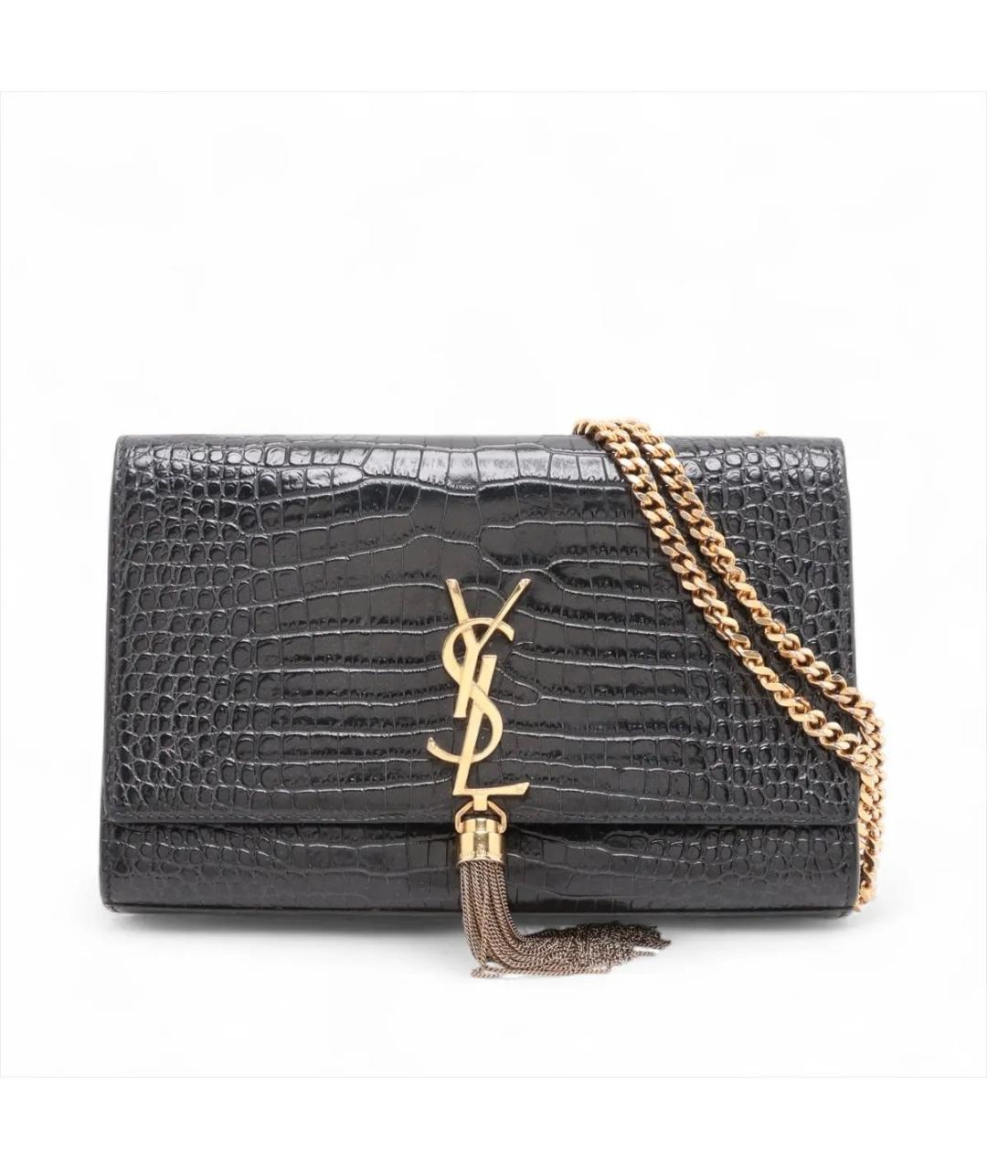 SAINT LAURENT Черная кожаная сумка через плечо, фото 8