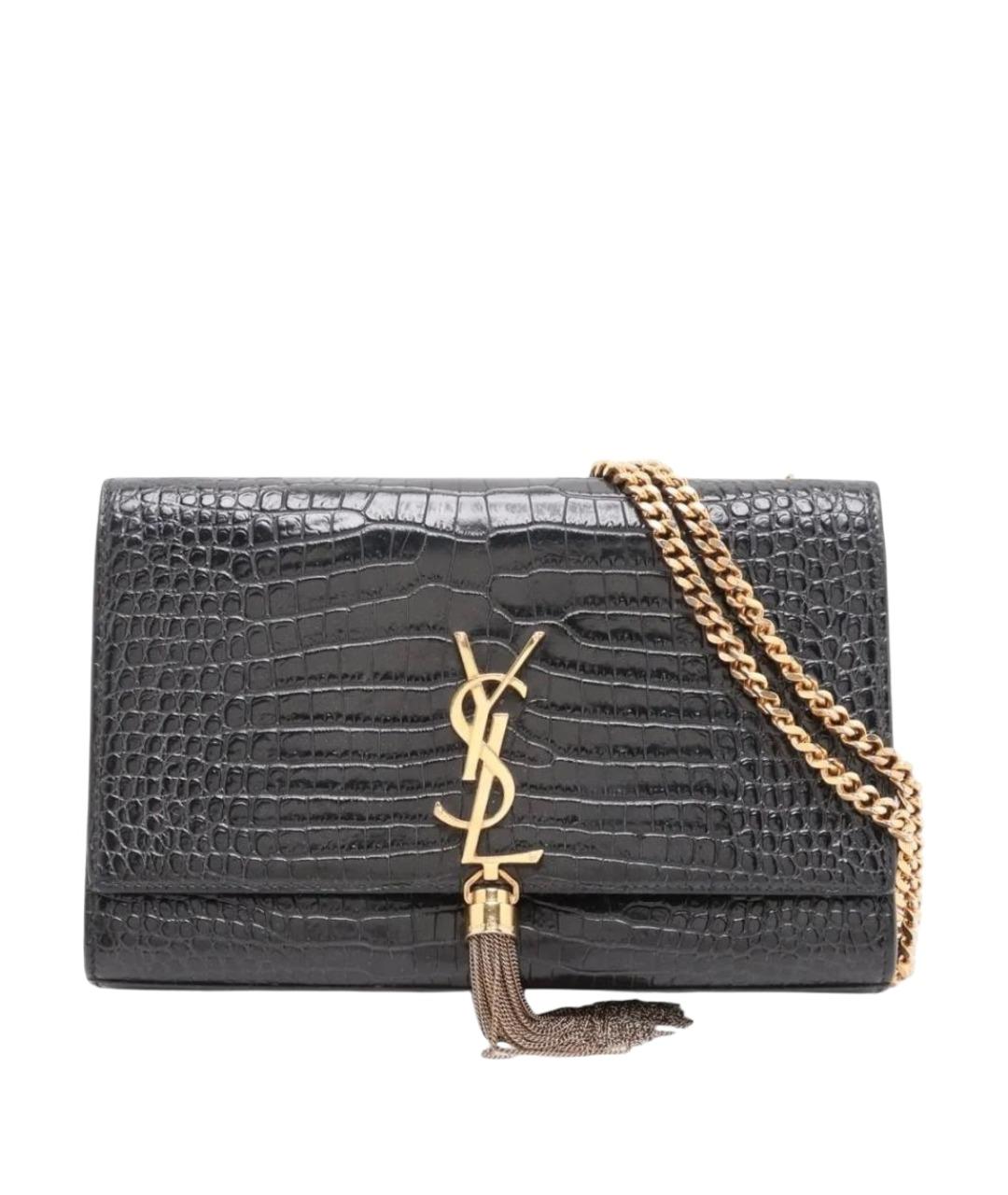 SAINT LAURENT Черная кожаная сумка через плечо, фото 1