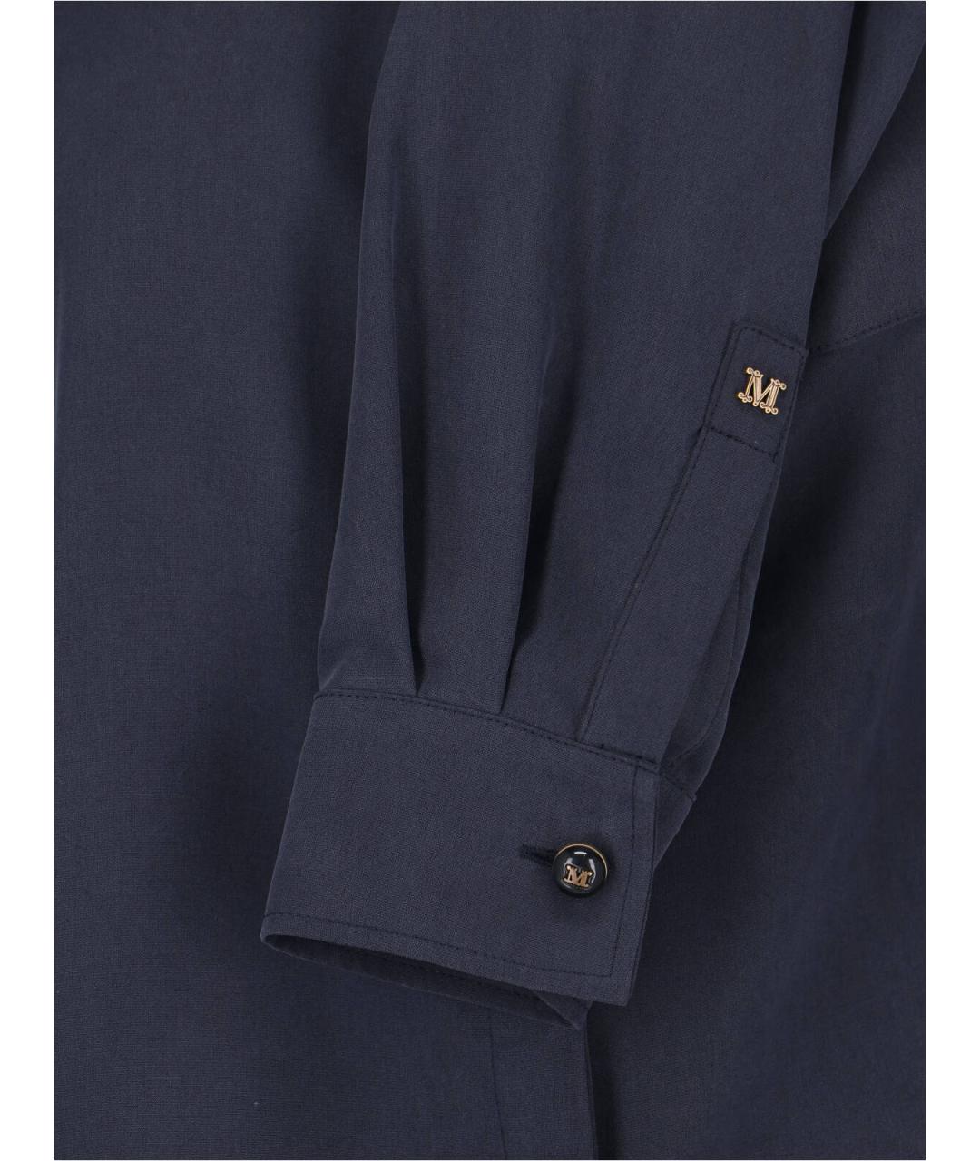 MAX MARA Темно-синяя шелковая рубашка, фото 3