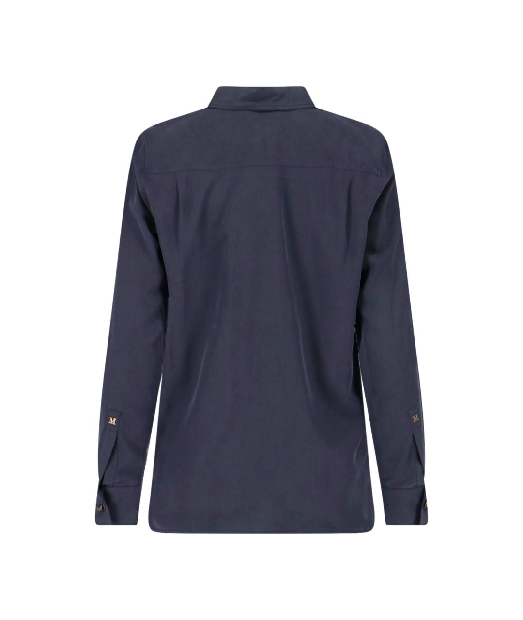 MAX MARA Темно-синяя шелковая рубашка, фото 2