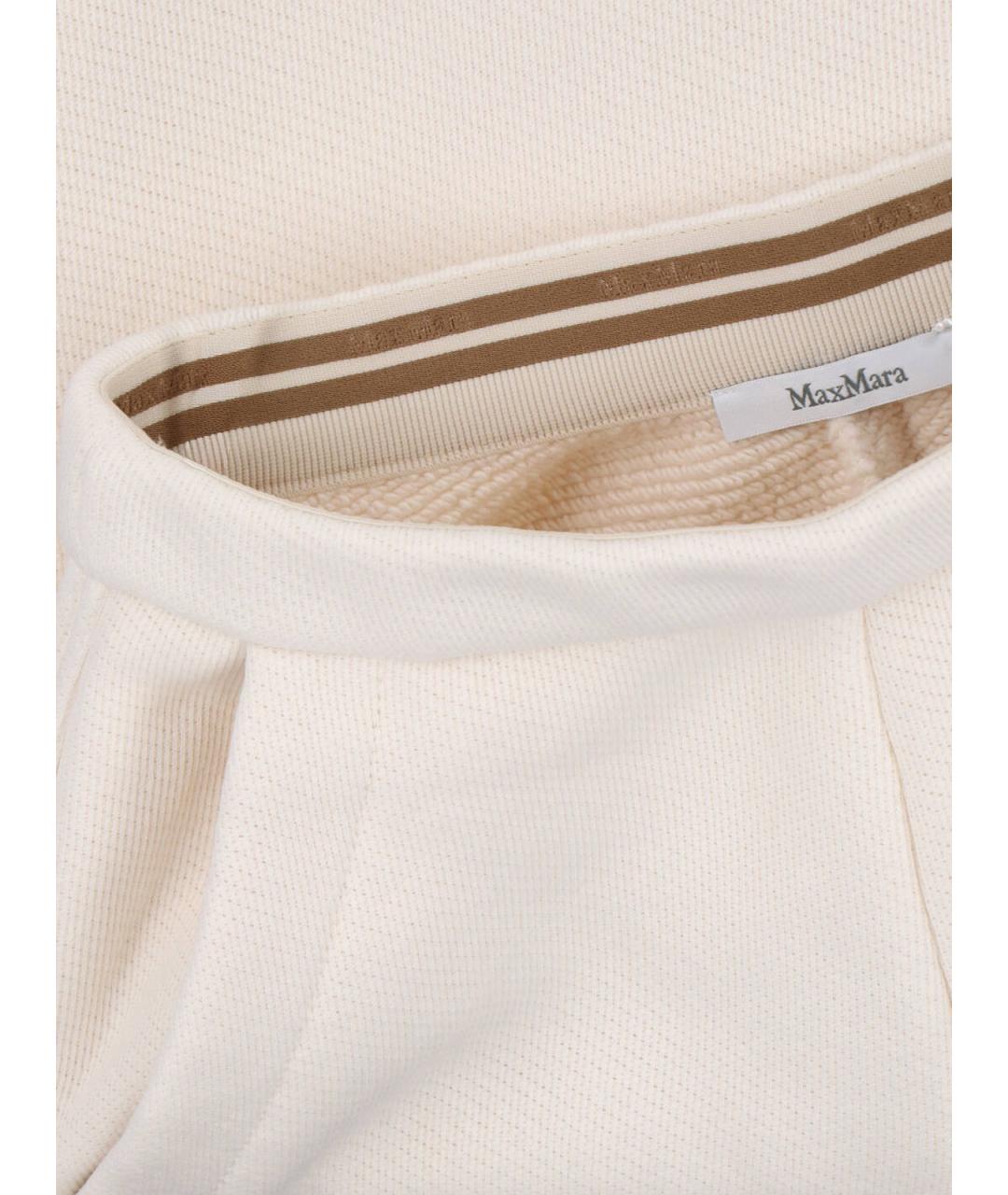 MAX MARA Белые хлопковые прямые брюки, фото 5