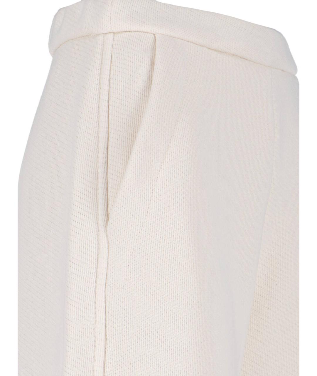 MAX MARA Белые хлопковые прямые брюки, фото 4