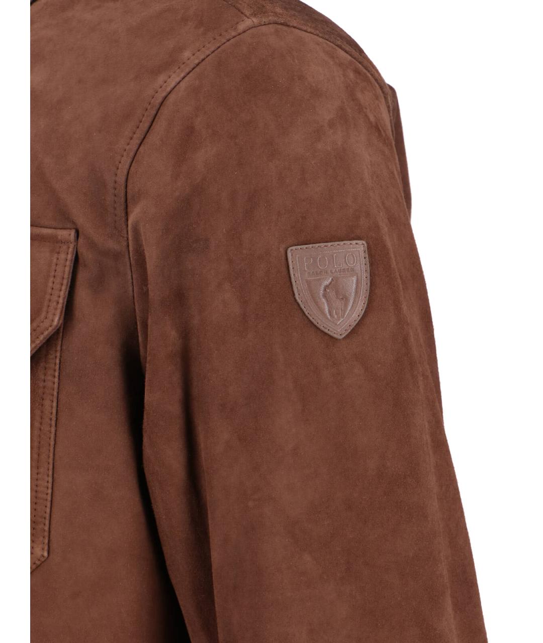POLO RALPH LAUREN Коричневая кожаная куртка, фото 3