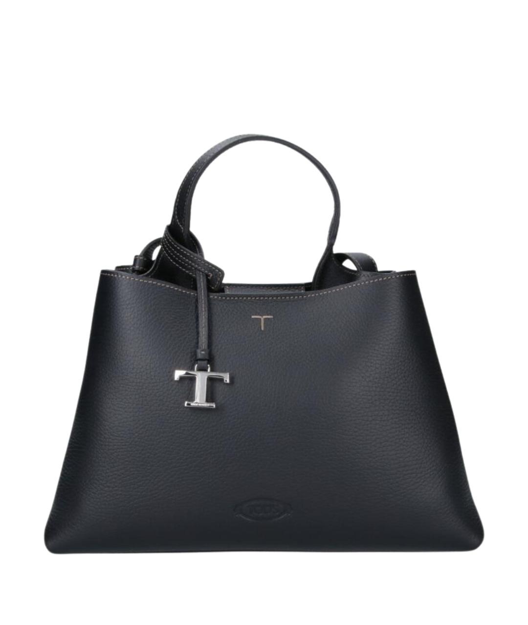 TOD'S Черная кожаная сумка тоут, фото 1