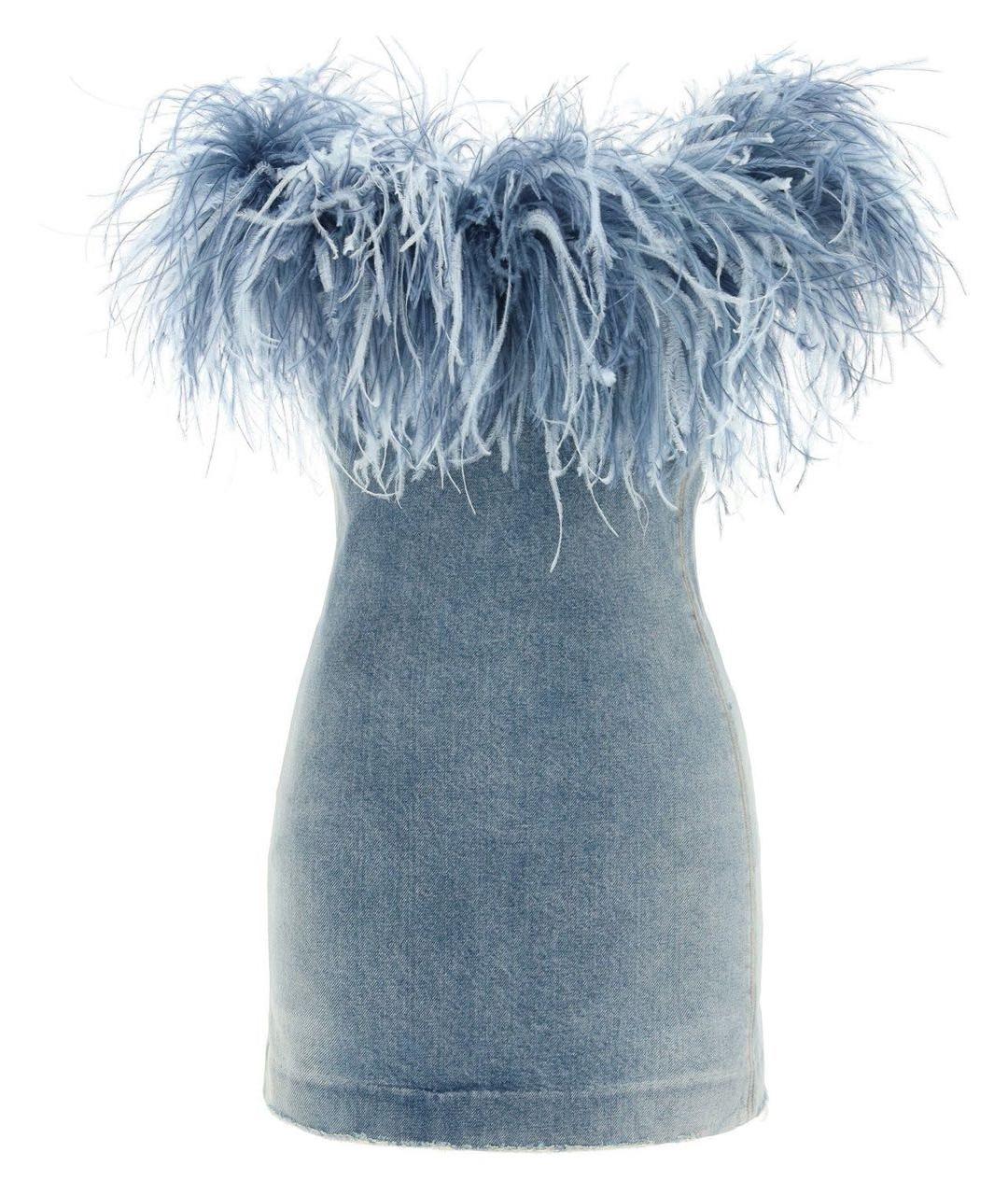 SAINT LAURENT Синее хлопковое вечернее платье, фото 9