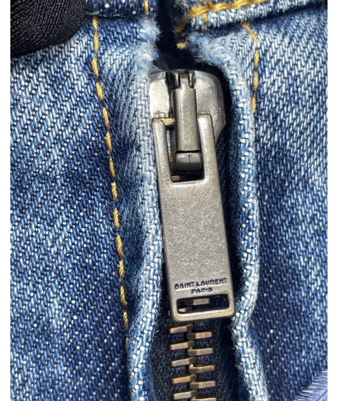 SAINT LAURENT Синее хлопковое вечернее платье, фото 7