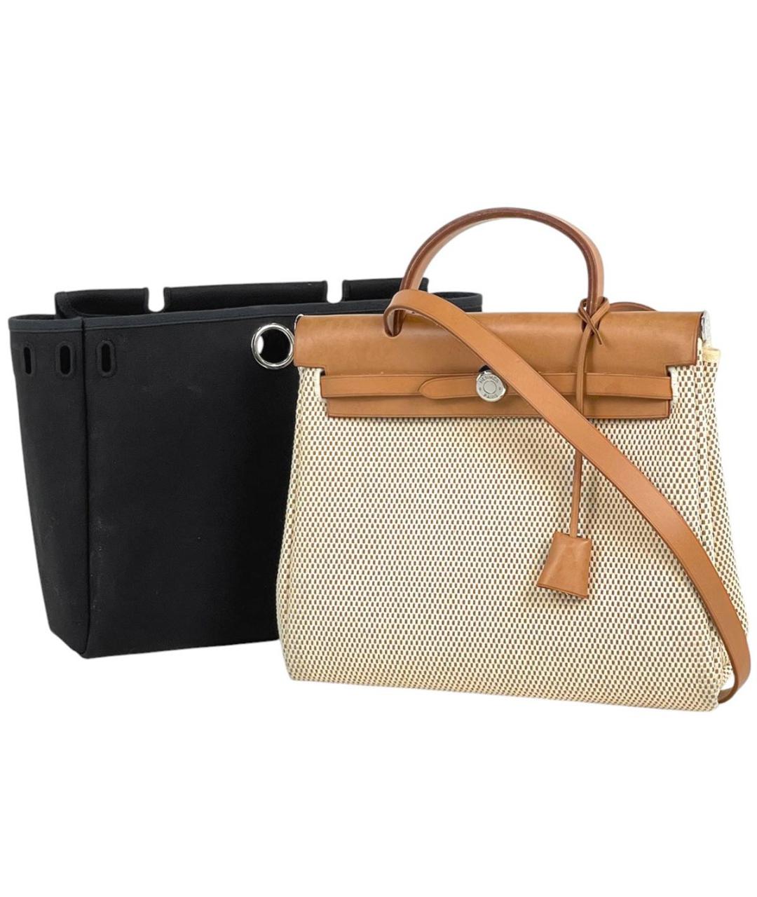 HERMES Бежевая кожаная сумка с короткими ручками, фото 9