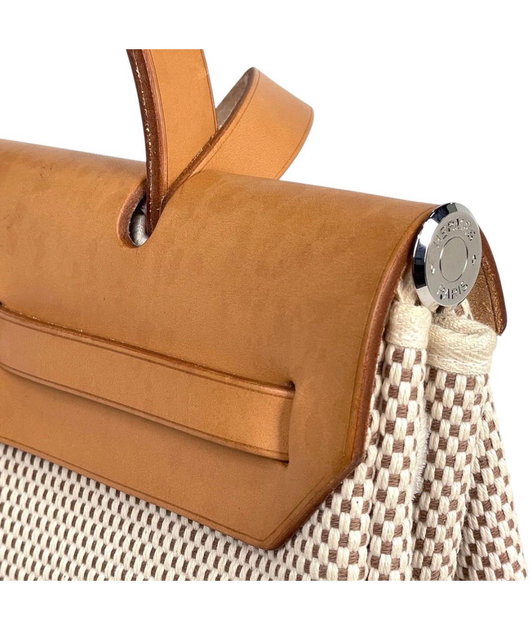 HERMES Бежевая кожаная сумка с короткими ручками, фото 8