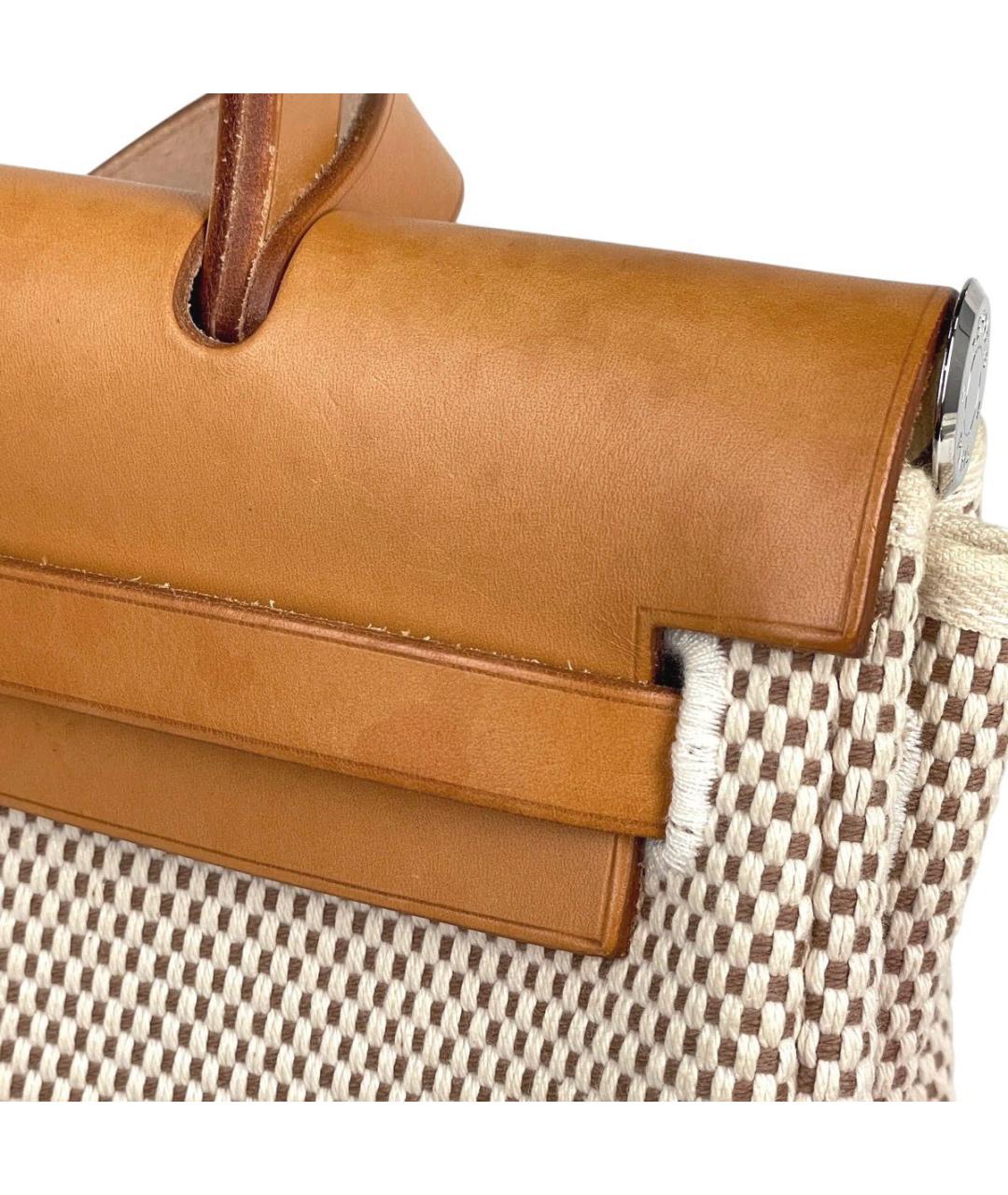 HERMES Бежевая кожаная сумка с короткими ручками, фото 7
