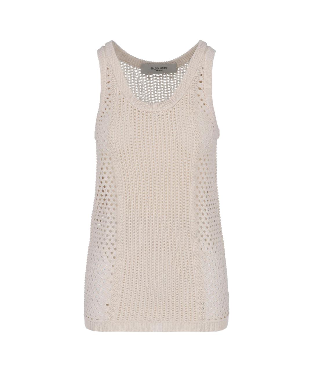 GOLDEN GOOSE DELUXE BRAND Белая хлопковая майка, фото 1